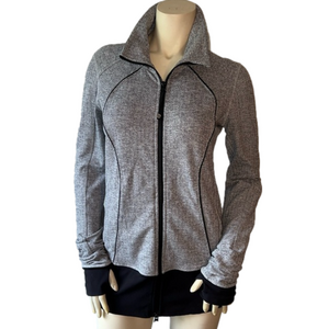 Lululemon Herringbone Gray/Black Zip Up Sweatshirt. Size 8.